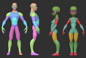 male female base mesh 3D model