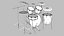 3D Standard Drum Kit model