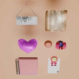 3D Set of office items and stationery