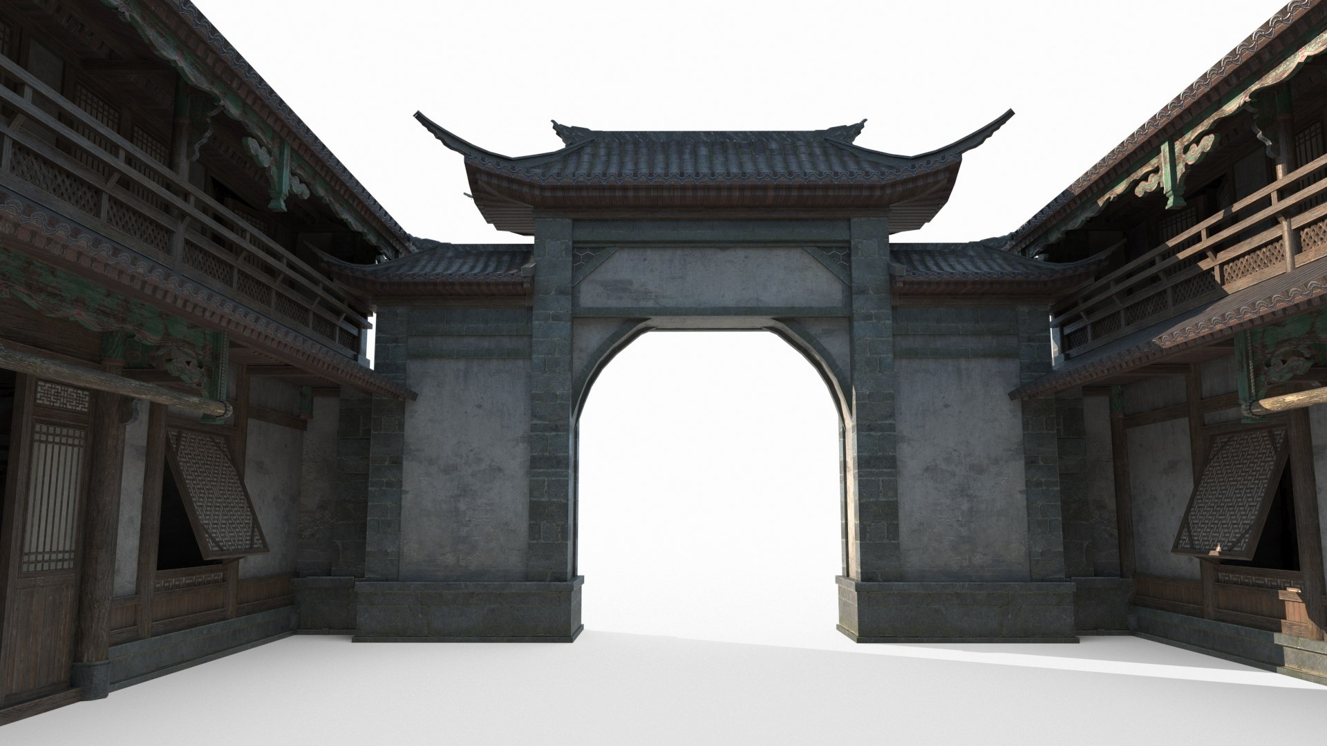 3D Courtyard Of Ancient Asian Architecture - TurboSquid 2074834