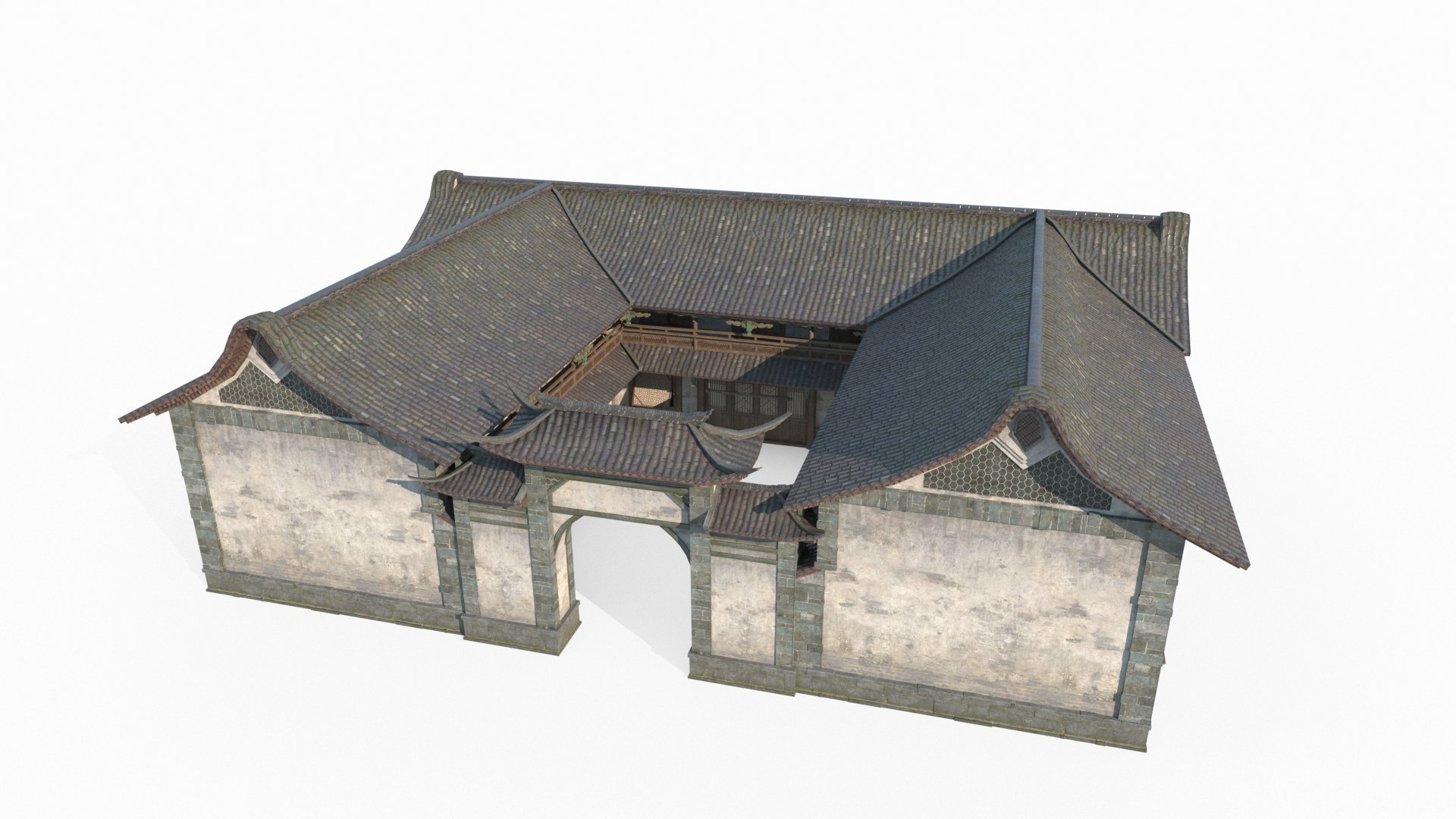 3D Courtyard Of Ancient Asian Architecture - TurboSquid 2074834