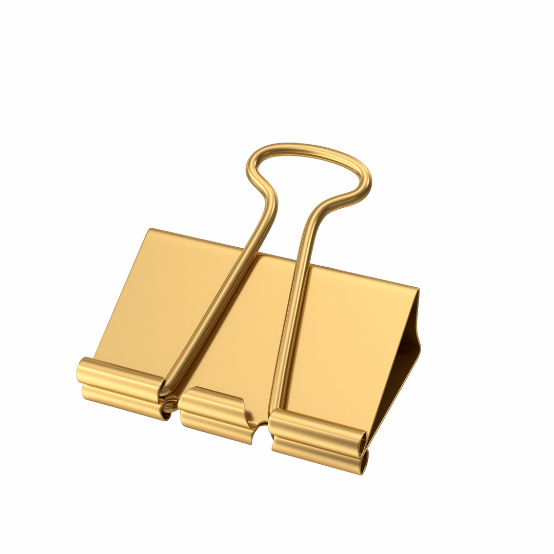 Gold Binder Clip(1) 3D Model TurboSquid 2109300