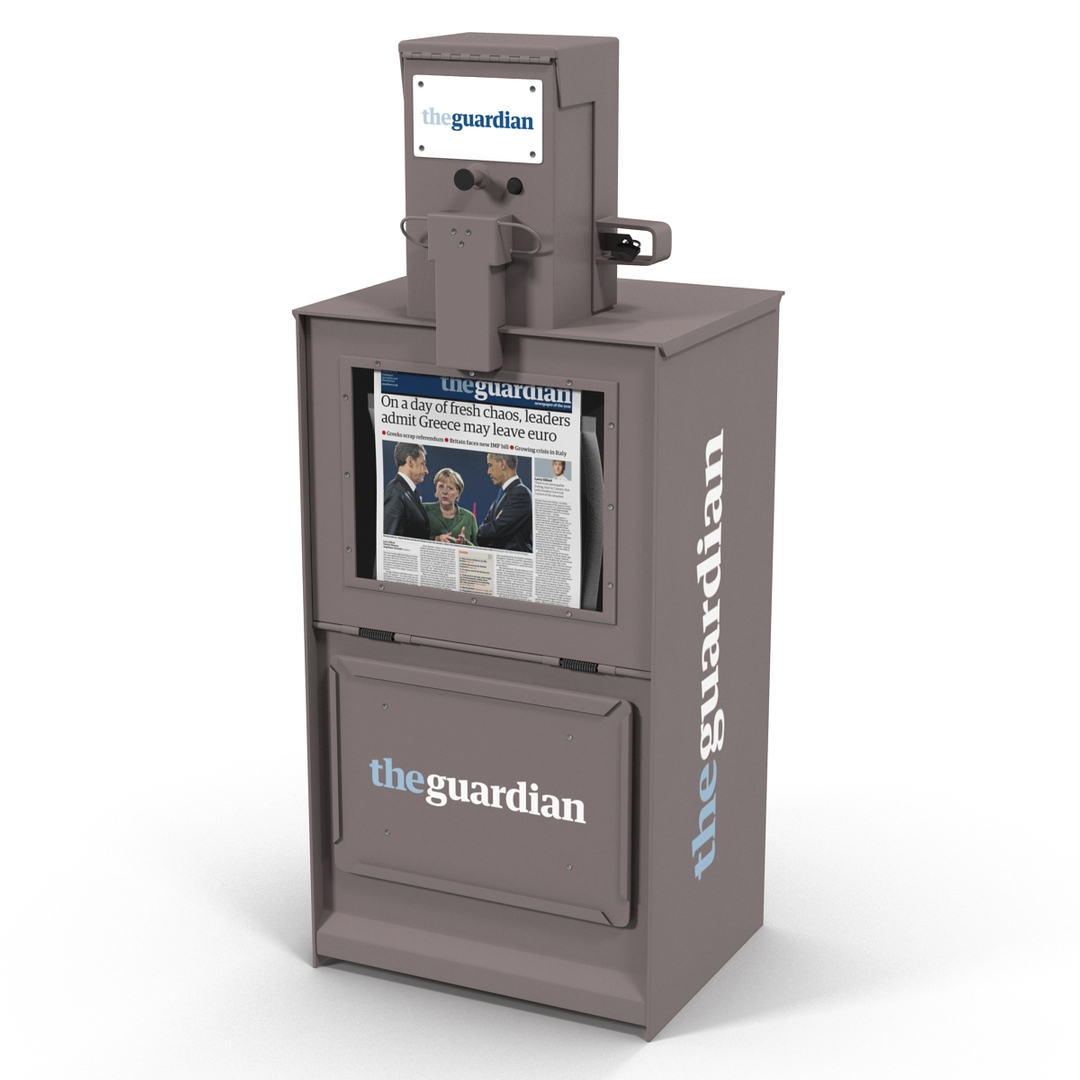 3d model classic newspaper box gray
