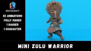 3D Mini Zulu Warrior