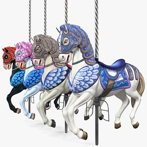 carousel horse set 3D model