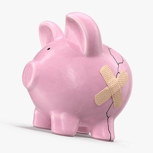3D cracked piggy bank model