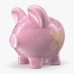 Cracked Piggy Bank 3D Model