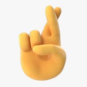 3D crossed fingers emoji model