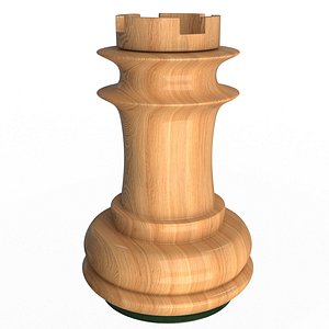3D Wooden Chess Rook