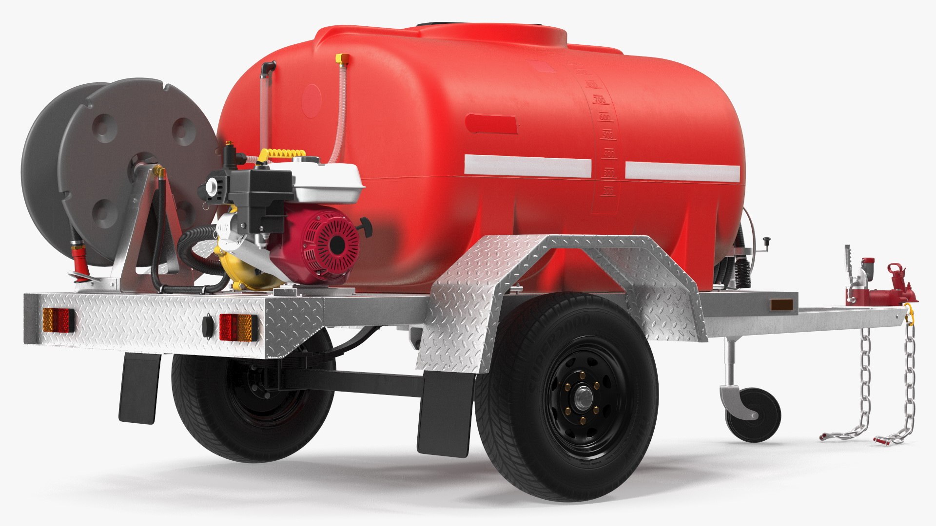 Portable Fire Tank Trailer with Pump 3D model preview