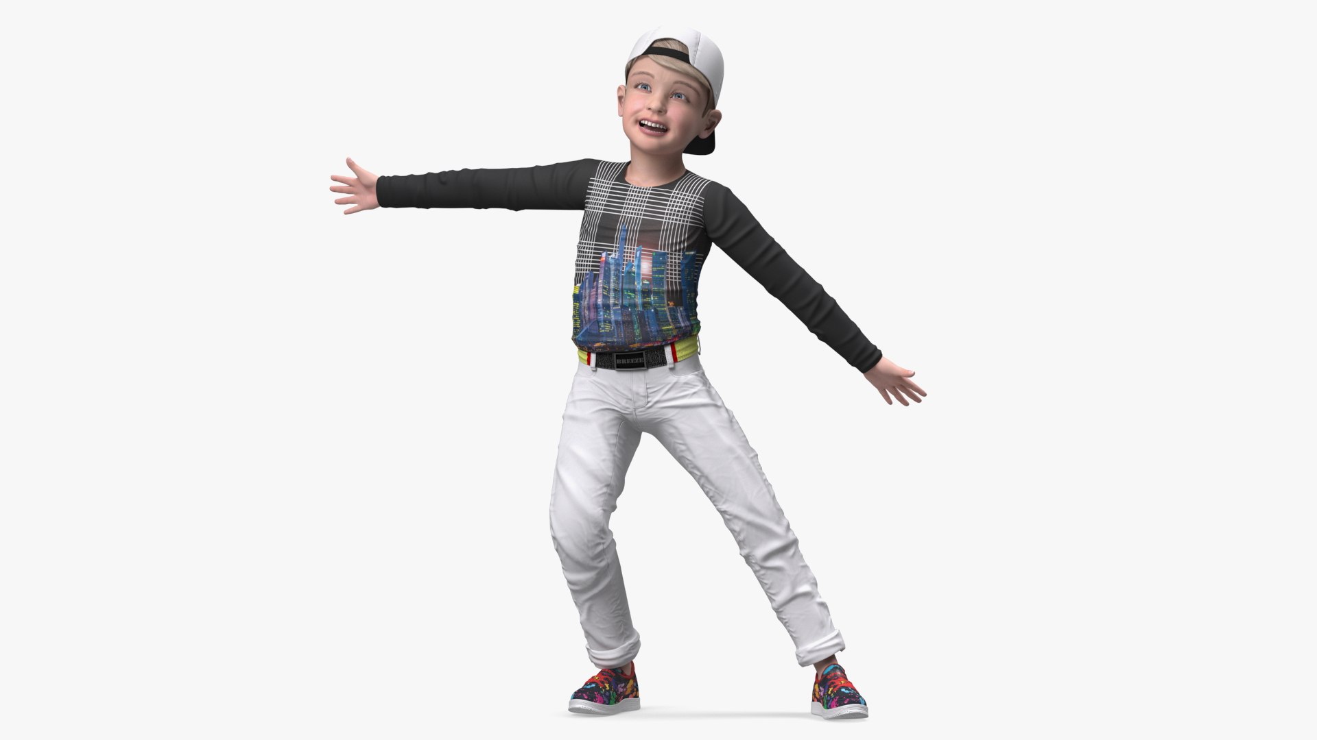 Child Boy Street Style Pose 3D model preview
