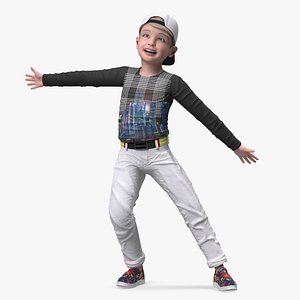 3D Child Boy Street Style Pose