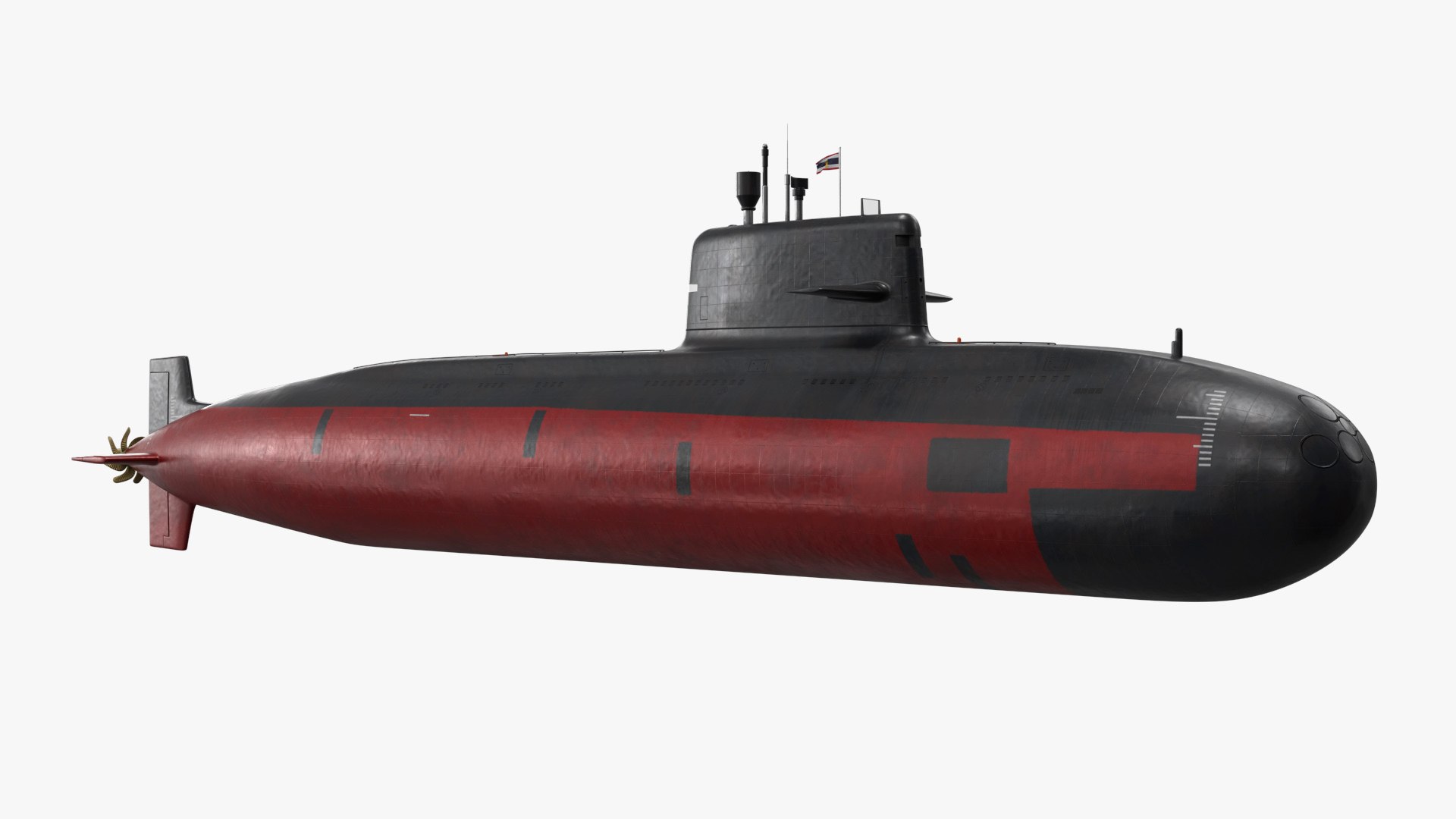 Royal Thai Navy Submarine Yuan-Class Rigged for Cinema 4D 3D model preview