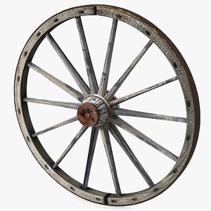 Rustic Old Wooden Wagon Wheel model