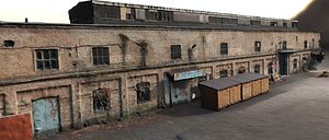 Old Factory Facade And Roof 3D