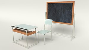 3D school furniture vintage model