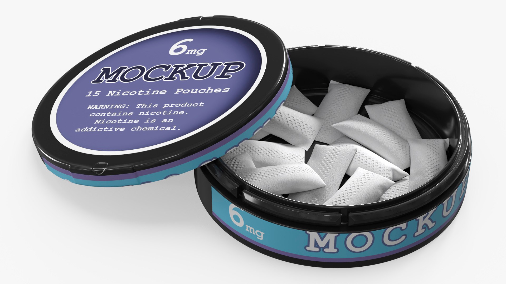 Mockup Nicotine Sachets Can Black 3D model preview