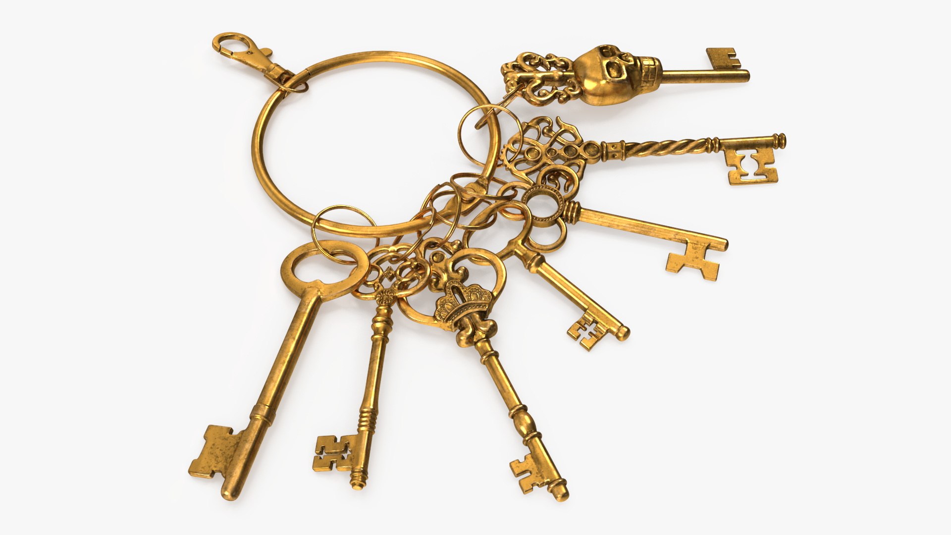 Skeleton Keys Bunch Gold 3D model preview