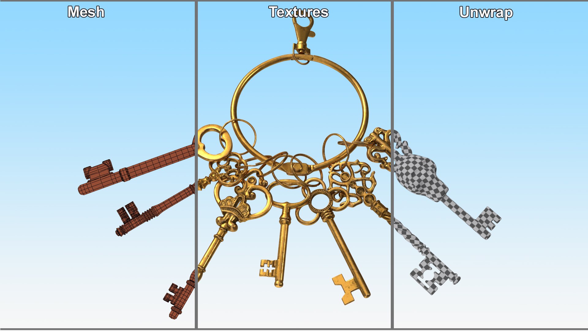 3D Skeleton Keys Bunch Gold Model - TurboSquid 2248093