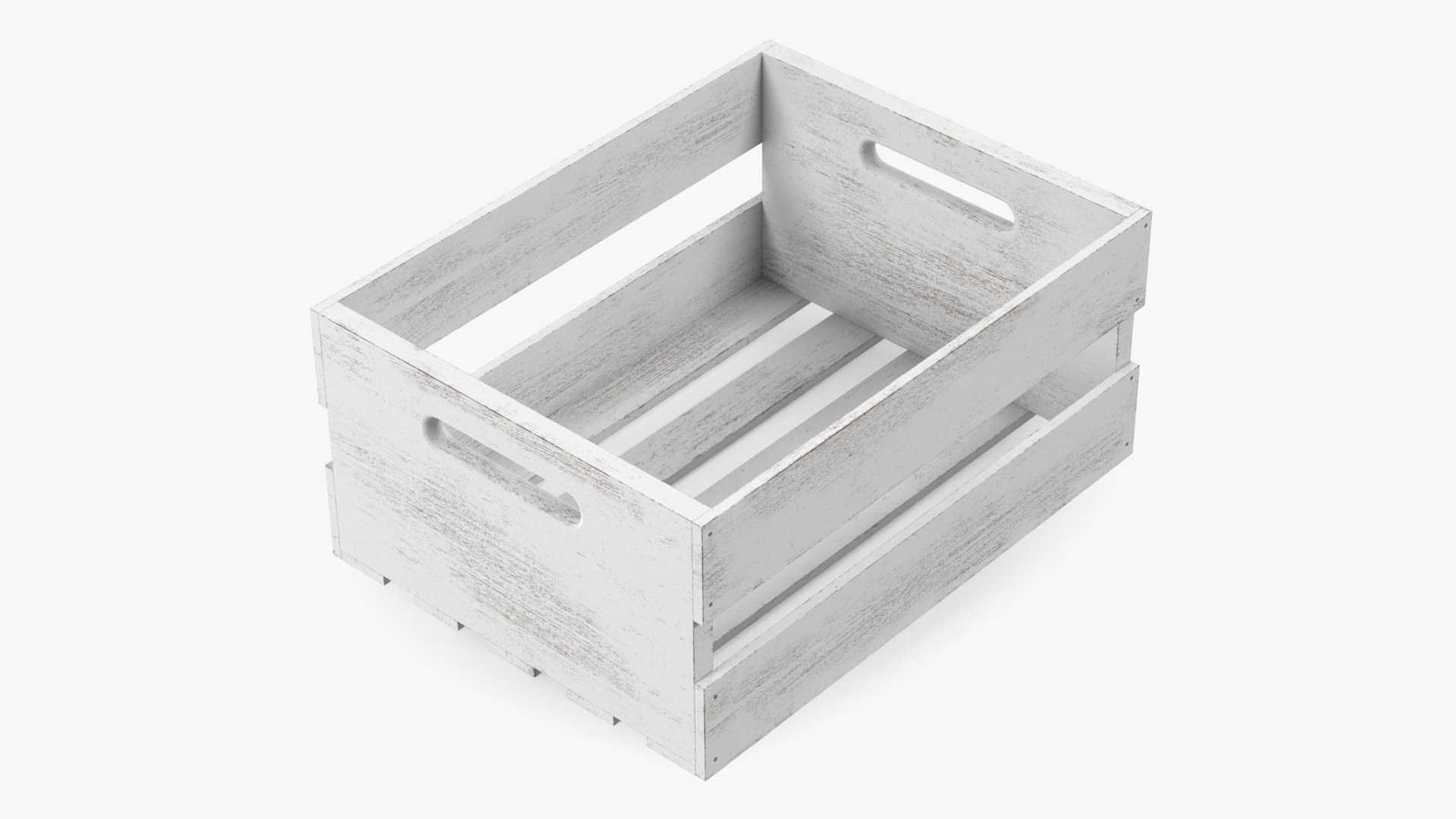 White Wooden Small Low Fruit Box 3D model preview