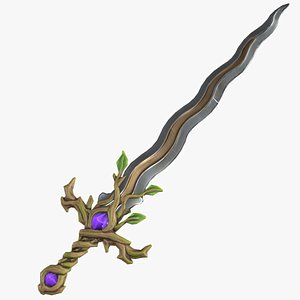 Stylized Fantasy RPG Weapon Sword Flamberge Claymore Broadsword Buster Long Sword Two-handed Druid