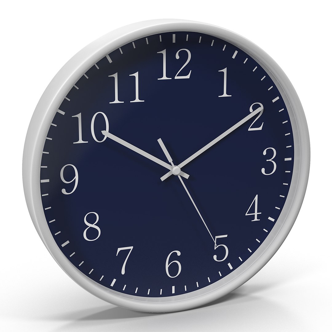 Office Clock 2 Blue 3D Model 3D model preview