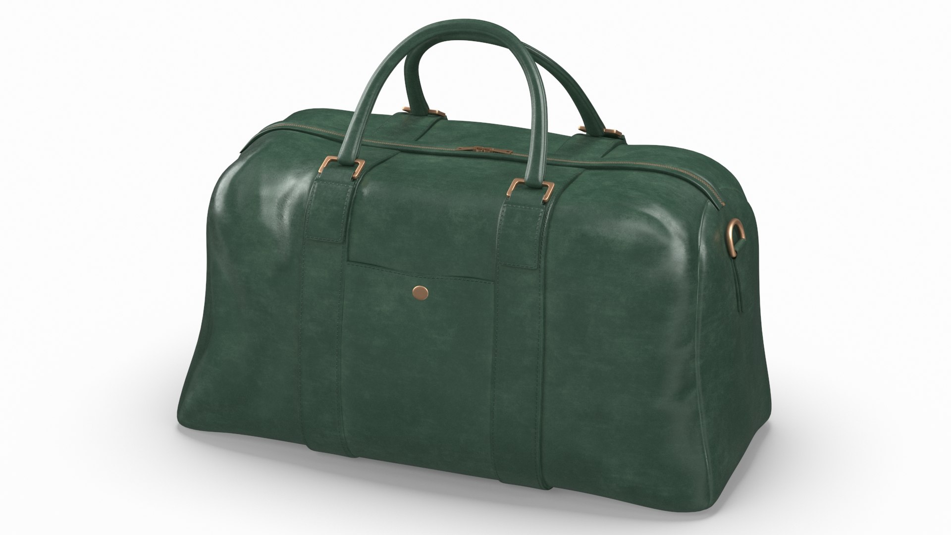 Leather Travel Bag Green 3D model preview
