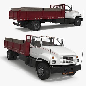 Chevrolet Kodiak C6500 Flatbed Truck White-Red