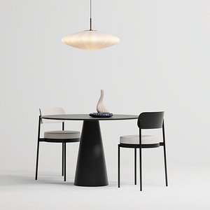 Dining Table Set With Chair and Pendant model