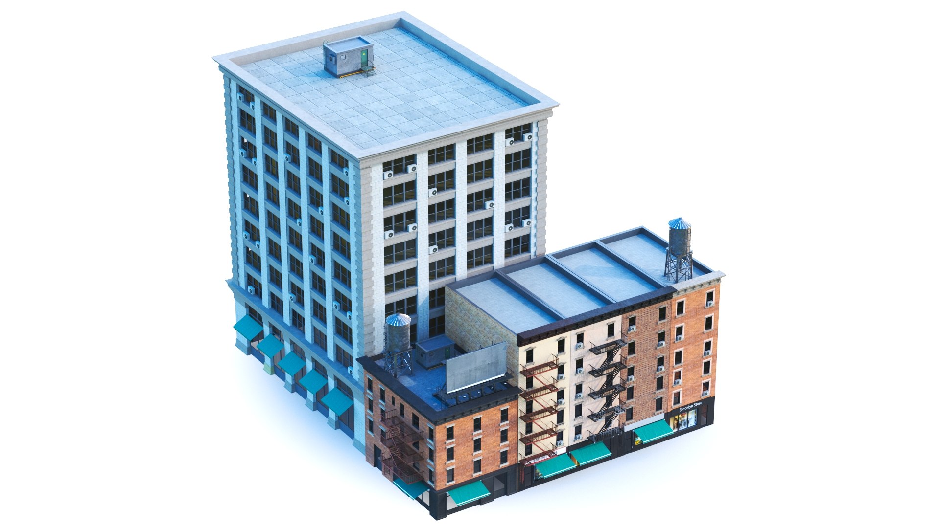 Detailed New York Brooklyn Buildings 02 3D Model - TurboSquid 2485721