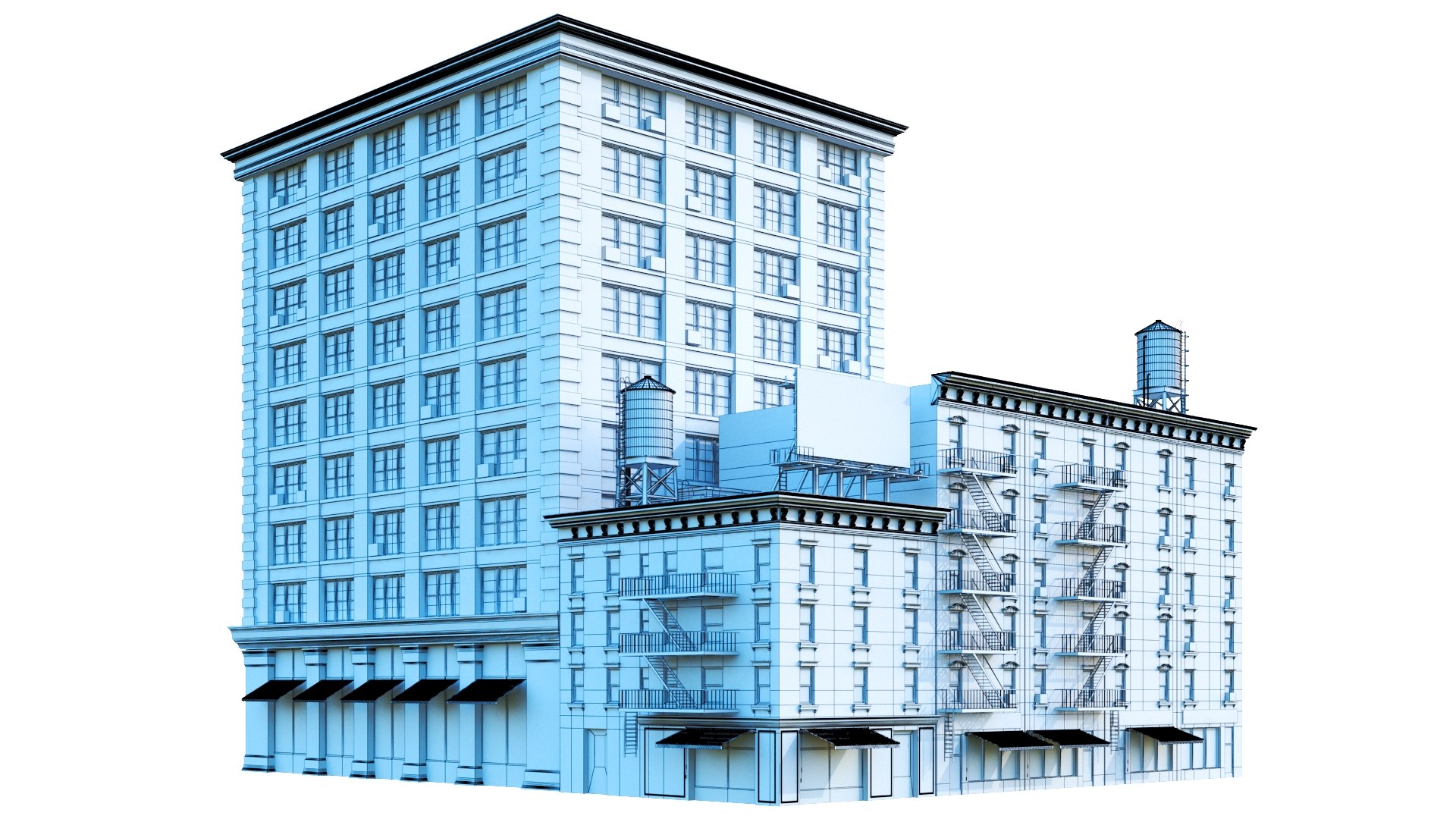 Detailed New York Brooklyn Buildings 02 3D Model - TurboSquid 2485721