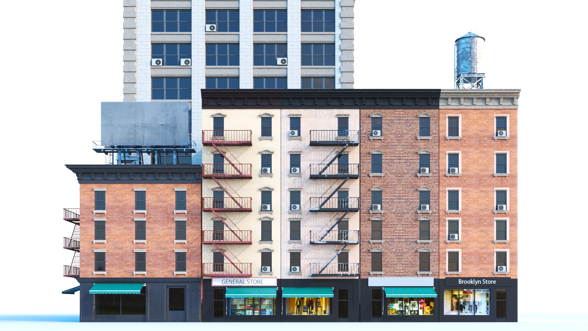 Detailed New York Brooklyn Buildings 02 3D Model - TurboSquid 2485721