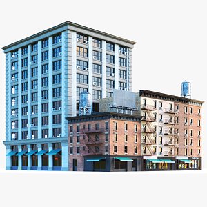 Detailed New York Brooklyn Buildings 02 3D model