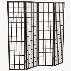 3D Four Panel Folding Screen