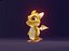 Model 3D Cartoon Baby Dragon Żółty