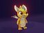 Model 3D Cartoon Baby Dragon Żółty