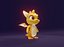 Model 3D Cartoon Baby Dragon Żółty