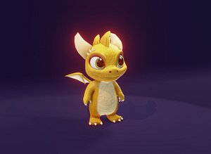 3D Cartoon Baby Dragon 3d Model Yellow model