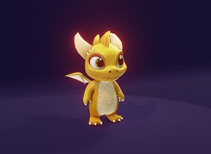 Cartoon Baby Dragon 3d Model Yellow