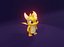 Model 3D Cartoon Baby Dragon Żółty