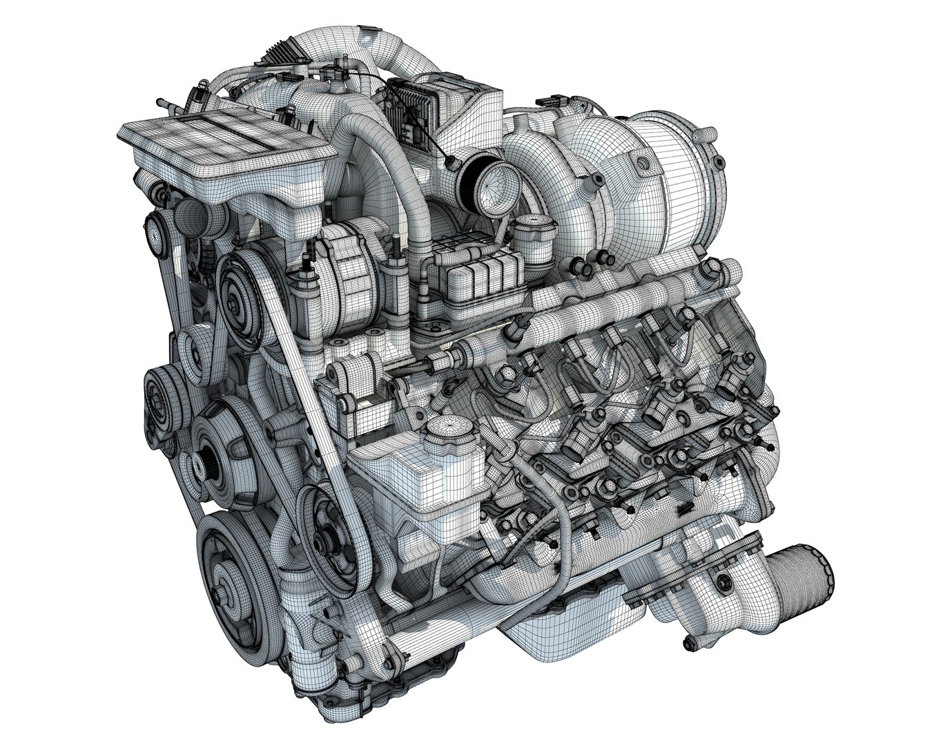 3D V8 Turbo Engine - TurboSquid 1349964