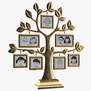 Golden Family Tree and Hanging Photo Frames