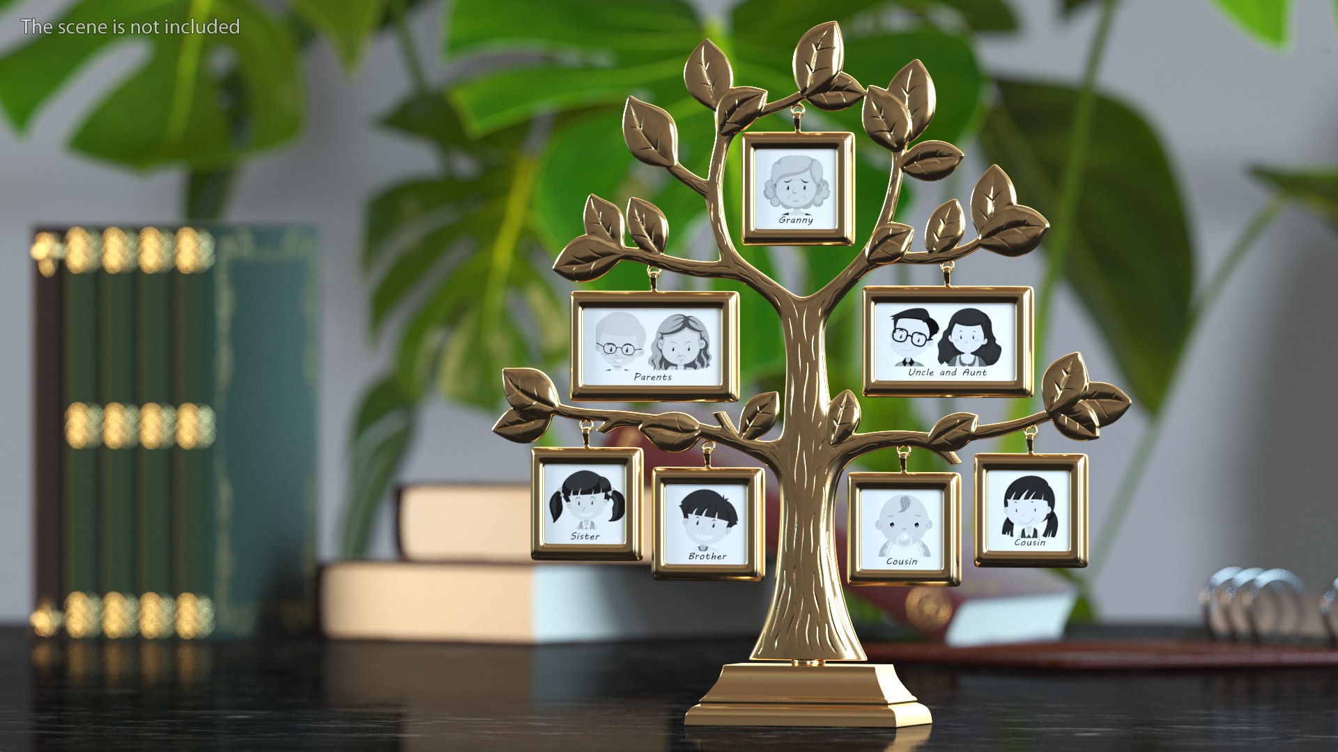 3D Golden Family Tree And Hanging Photo Frames TurboSquid 1969596