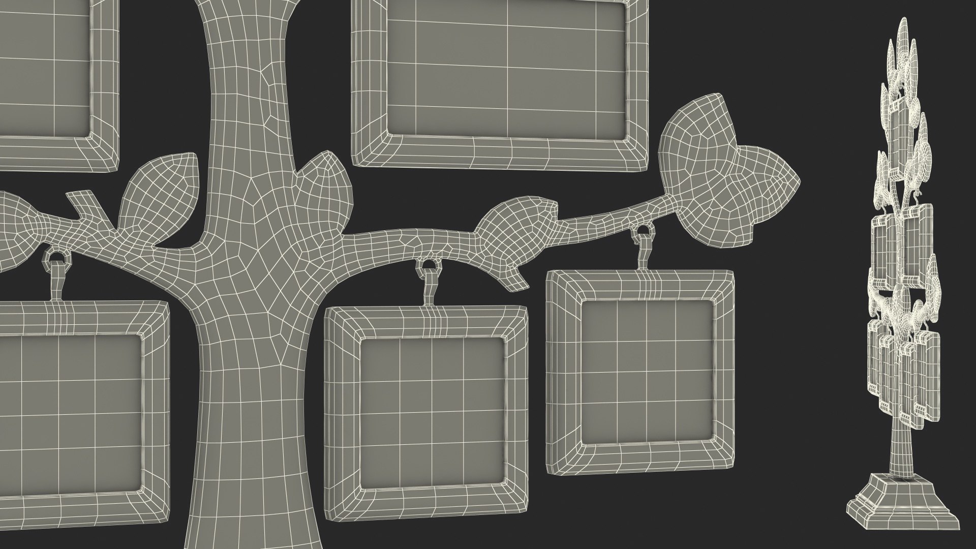 3D Golden Family Tree and Hanging Photo Frames TurboSquid 1969596