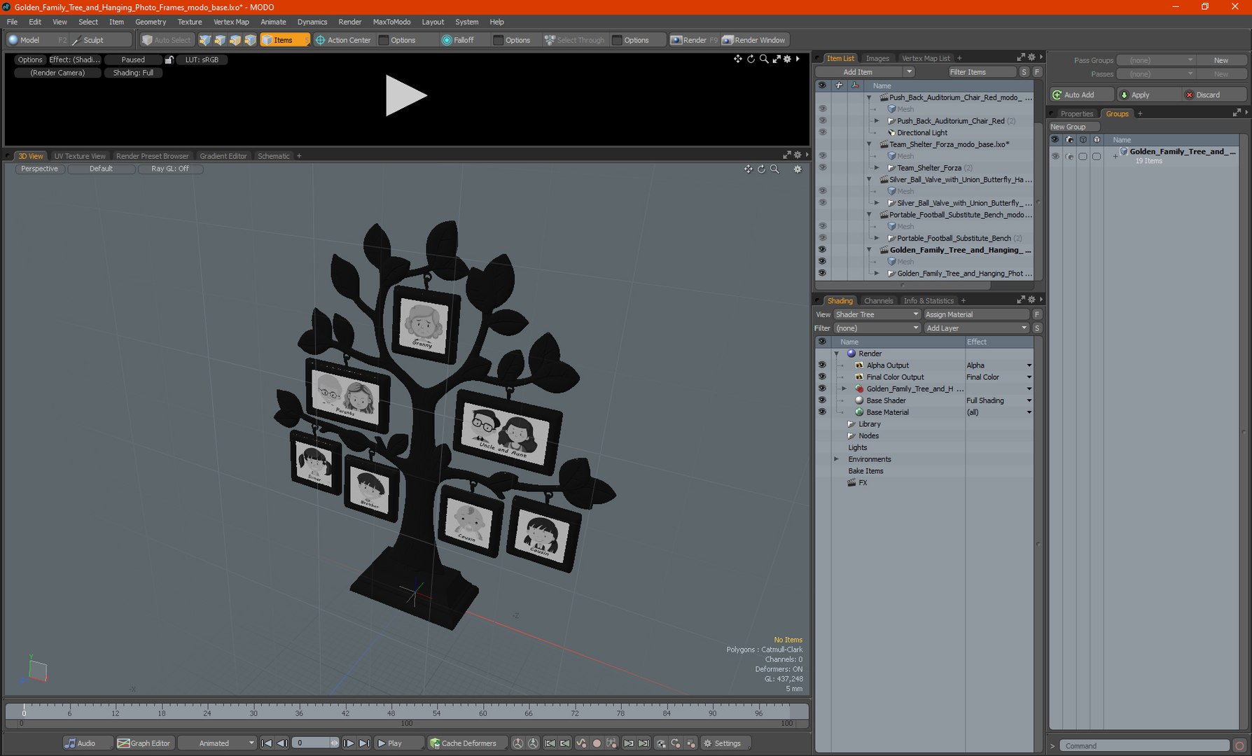 3D Golden Family Tree and Hanging Photo Frames TurboSquid 1969596