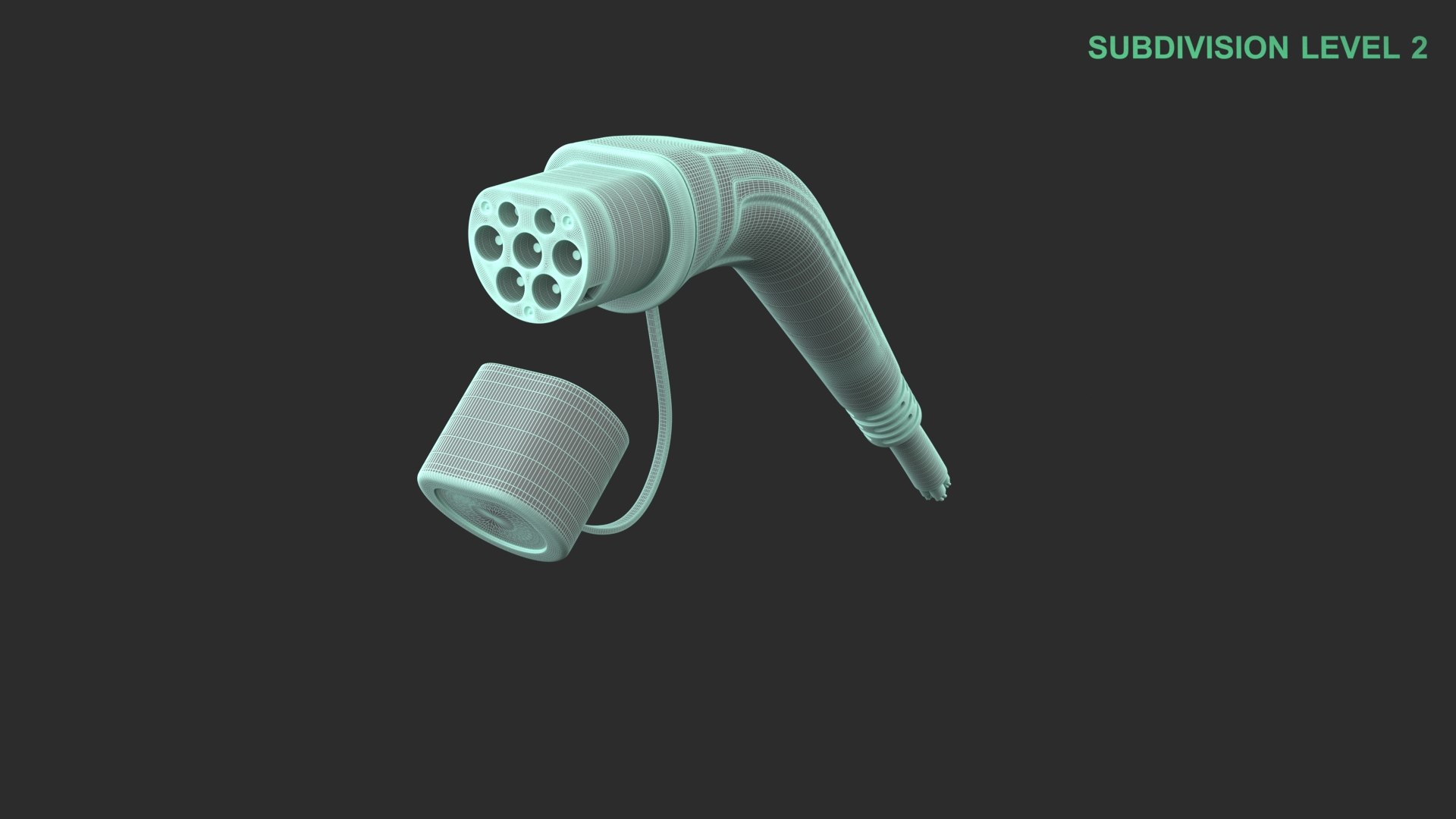 EV Charging Plug 3D model https://p.turbosquid.com/ts-thumb/LW/h8Rvcy/Vq/wireframe_0001/jpg/1746553703/1920x1080/fit_q87/0538f5677d5c3adece094faee0bd30f9bc046576/wireframe_0001.jpg