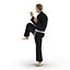 Черный костюм японского каратэ Fighter Pose 3 с ме