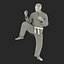 Черный костюм японского каратэ Fighter Pose 3 с ме