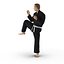Черный костюм японского каратэ Fighter Pose 3 с ме