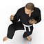 Черный костюм японского каратэ Fighter Pose 3 с ме